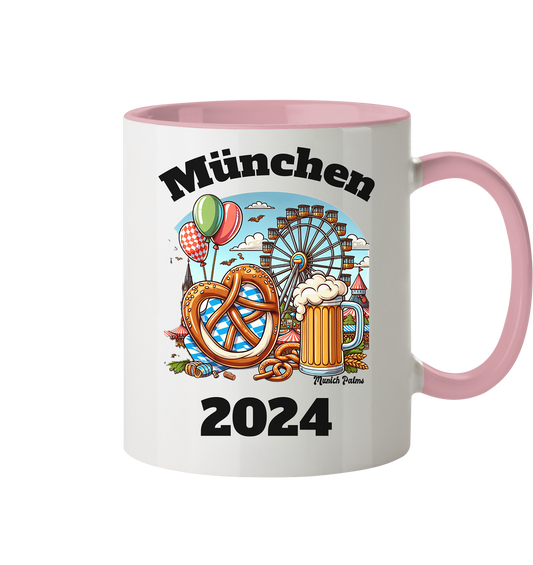 München 2024 mit Volksfest ,Frühlingsfest,Kirmes,Oktoberfest -Design Munich Palms -auch mit dem Namen Deiner Stadt - Tasse zweifarbig