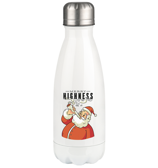 Ein weihnachtliches Motiv mit einem kiffenden Weihnachtsmann Nikolaus Merry Highness - Thermoflasche 350ml