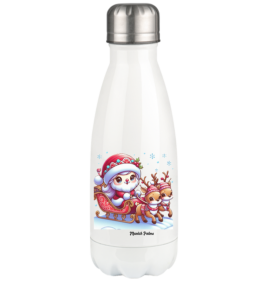 Weihnachten Nikolaus weiblich mit lieblichen Rentieren ,Design Munich Palms  - Thermoflasche 350ml