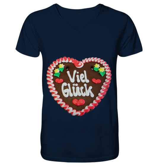 Gingerbread Heart Good Luck - V-Neck Shirt