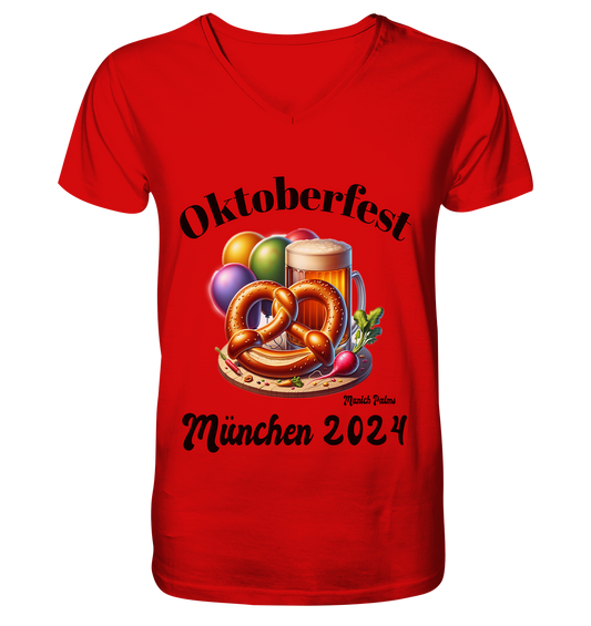 Maßkrüge ,Brezn,Radi - Oktoberfest München 2024 - lizensiert Design Munich Palms    - V-Neck Shirt