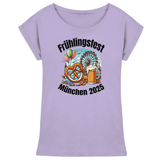 Frühlingsfest München 2025: Munich Palms Design - Womens Extended Shoulder T-Shirt - Online Kaufhaus München