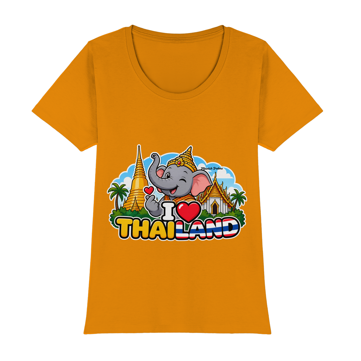 Damen-Shirt mit I Love Thailand Elefanten-Design in dunkelorange, Munich Palms, Premium Classic T-Shirt für Frauen