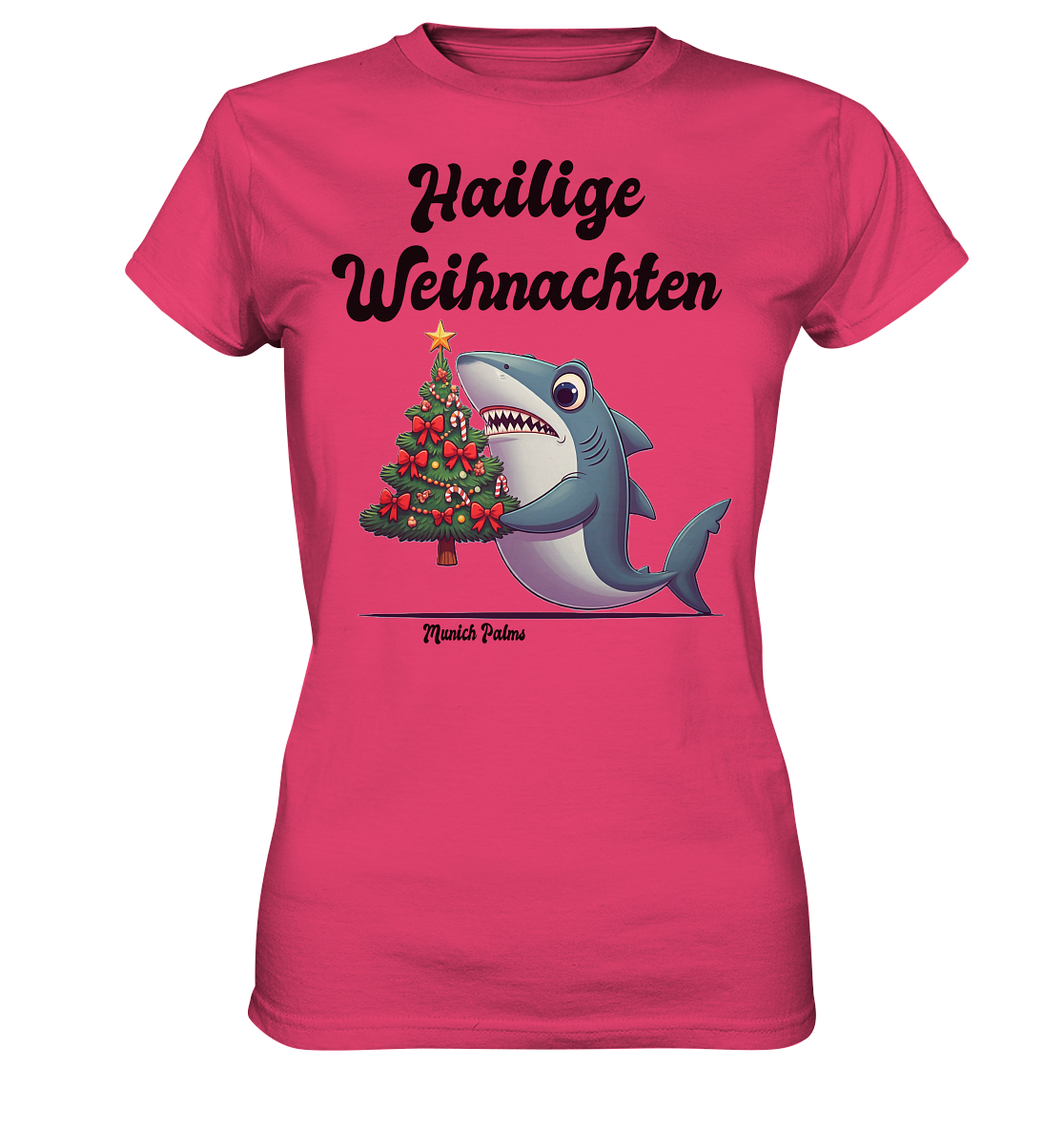 Hailige Weihnachten Haifisch mit Christbaum Design Munich Palms  -  Womens Premium Classic T-Shirt