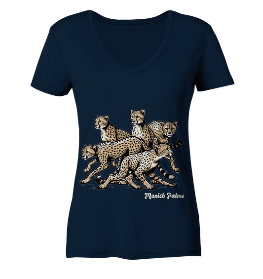 Geparden Rudel Design by Munich Palms - Ladies V-Neck Shirt - Online Kaufhaus München