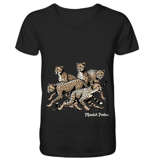 Geparden Rudel Design by Munich Palms - Mens Organic V-Neck Shirt - Online Kaufhaus München