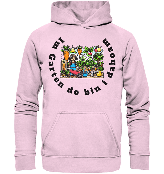 Im Garten da bin i dahoam -bayrisch -Design Munich Palms - Basic Unisex Hoodie - Online Kaufhaus München