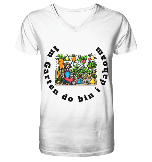 Im Garten da bin i dahoam -bayrisch -Design Munich Palms - Mens Organic V-Neck Shirt - Online Kaufhaus München
