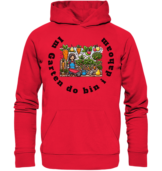Im Garten da bin i dahoam -bayrisch -Design Munich Palms - Premium Unisex Hoodie - Online Kaufhaus München