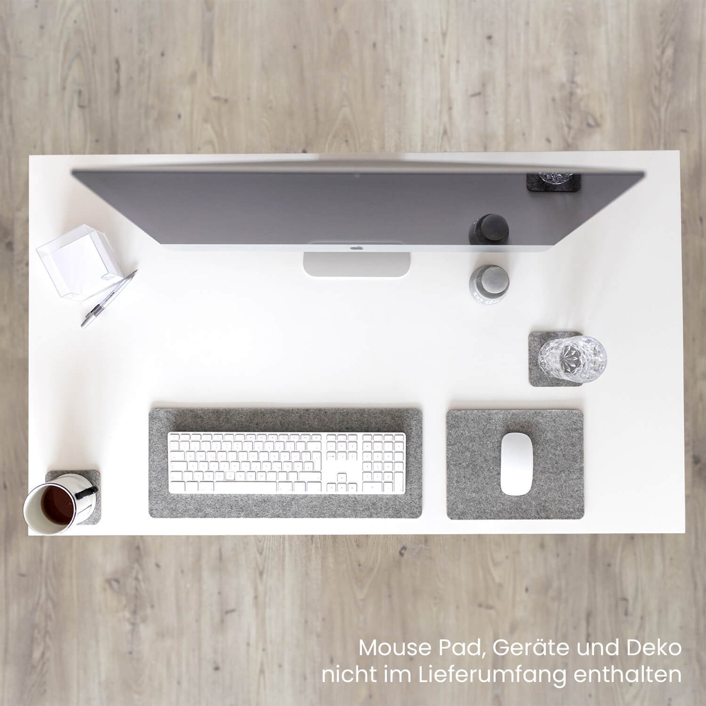 Schreibtischunterlage aus Filz und Kork | 20 x 50 cm | hellgrau