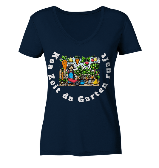Koa Zeit da Garten ruaft -bayrisch - Design Munich Palms - Ladies V-Neck Shirt - Online Kaufhaus München