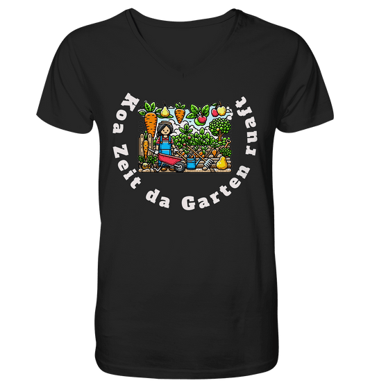 Koa Zeit da Garten ruaft -bayrisch - Design Munich Palms - Mens Organic V-Neck Shirt - Online Kaufhaus München