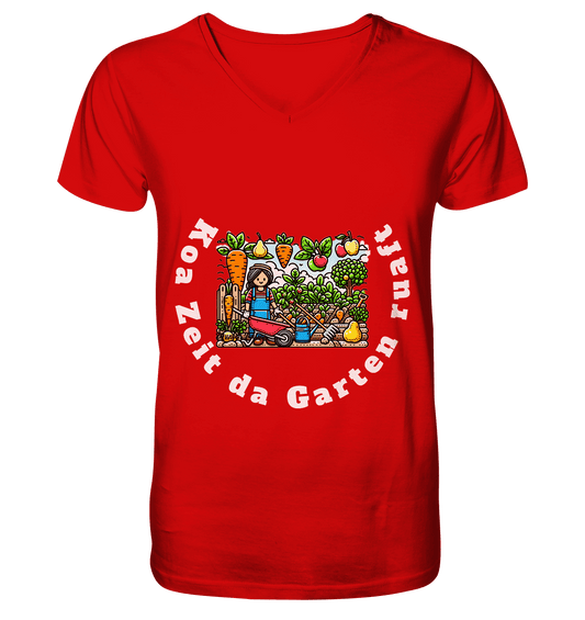 Koa Zeit da Garten ruaft -bayrisch - Design Munich Palms - V-Neck Shirt - Online Kaufhaus München