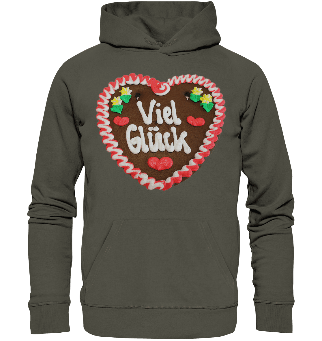 Lebkuchenherz Viel Glück - Organic Basic Hoodie - Online Kaufhaus München