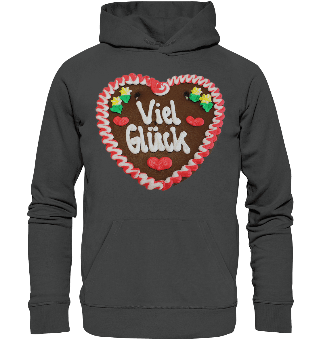 Lebkuchenherz Viel Glück - Organic Basic Hoodie - Online Kaufhaus München