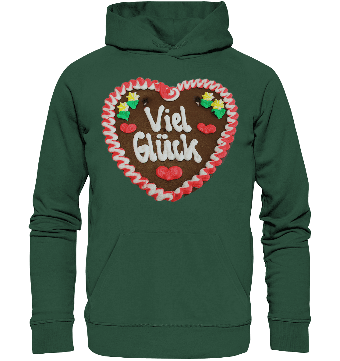 Lebkuchenherz Viel Glück - Organic Basic Hoodie - Online Kaufhaus München