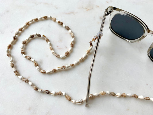 Muschel Brillenkette Weiss-Braun