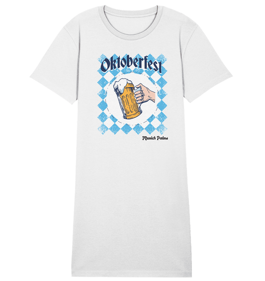 Oktoberfest Maßkrug in bayrischer Raute Design by Munich Palms - Ladies Organic Shirt Dress - Online Kaufhaus München