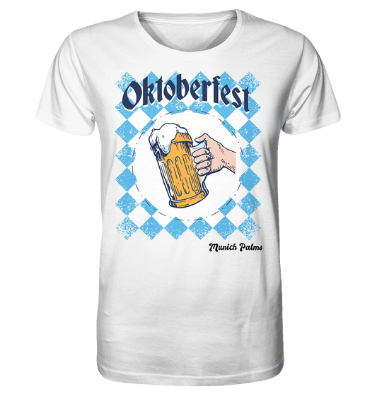 Oktoberfest Maßkrug in bayrischer Raute Design by Munich Palms - Organic Basic Shirt - Online Kaufhaus München