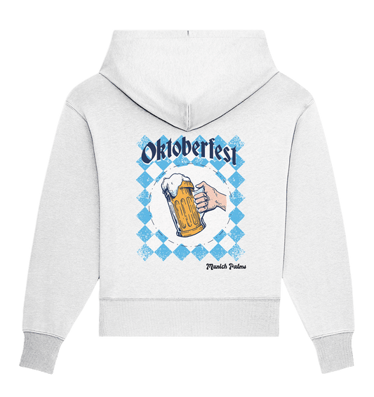 Oktoberfest Maßkrug in bayrischer Raute Design by Munich Palms - Organic Oversize Hoodie - Online Kaufhaus München