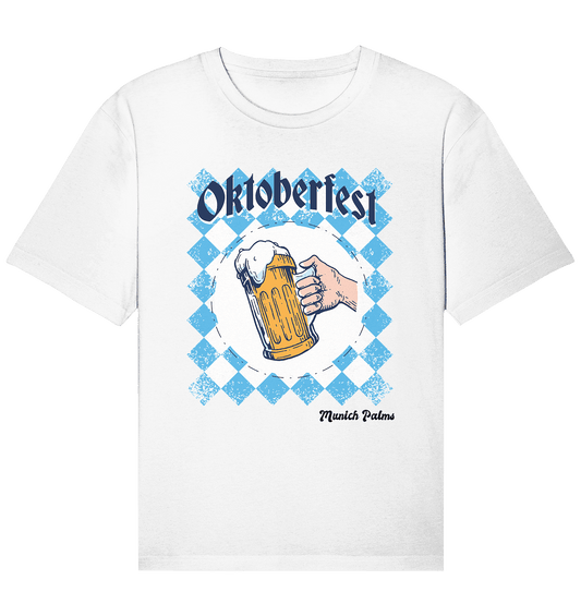 Oktoberfest Maßkrug in bayrischer Raute Design by Munich Palms - Organic Relaxed Shirt - Online Kaufhaus München