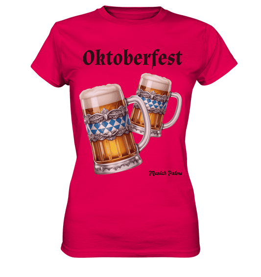 Oktoberfest Maßkrüge mit bayrischer Raute Design by Munich Palms - Ladies Premium Shirt - Online Kaufhaus München