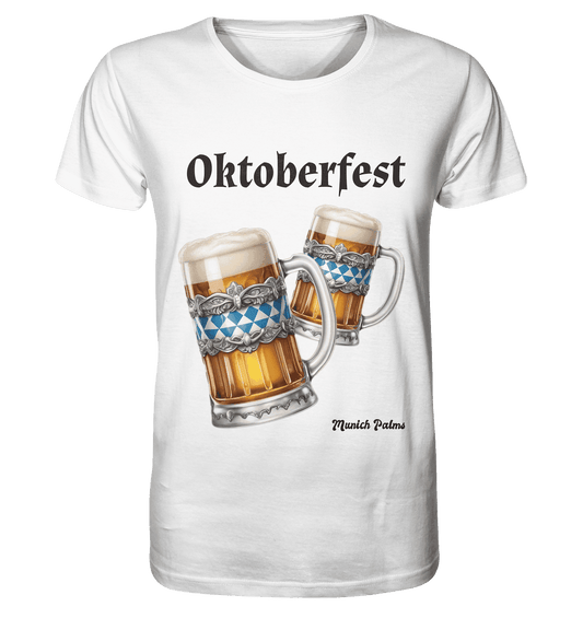 Oktoberfest Maßkrüge mit bayrischer Raute Design by Munich Palms - Organic Basic Shirt - Online Kaufhaus München