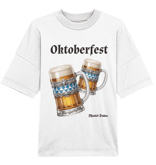 Oktoberfest Maßkrüge mit bayrischer Raute Design by Munich Palms - Organic Oversize Shirt - Online Kaufhaus München