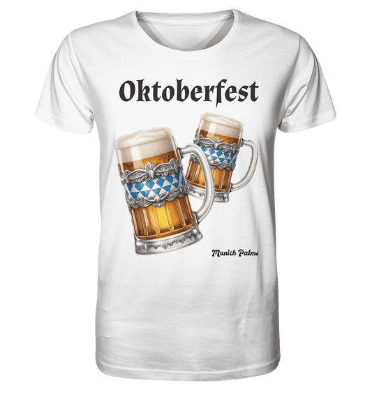 Oktoberfest Maßkrüge mit bayrischer Raute Design by Munich Palms - Organic Shirt - Online Kaufhaus München