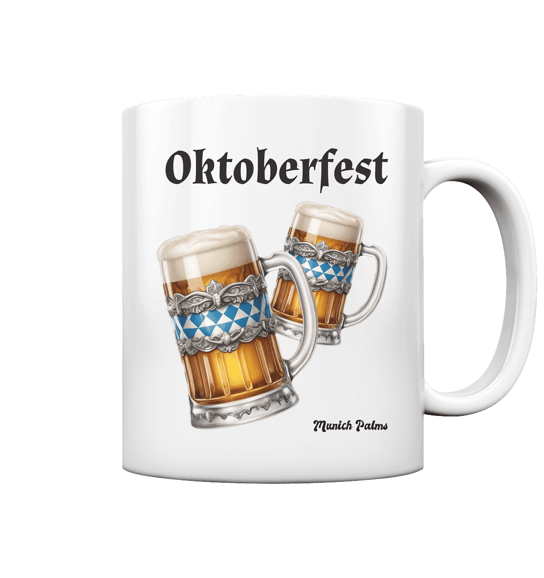 Oktoberfest Maßkrüge mit bayrischer Raute Design by Munich Palms - Tasse glossy - Online Kaufhaus München