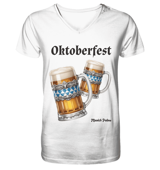 Oktoberfest Maßkrüge mit bayrischer Raute Design by Munich Palms - V-Neck Shirt - Online Kaufhaus München