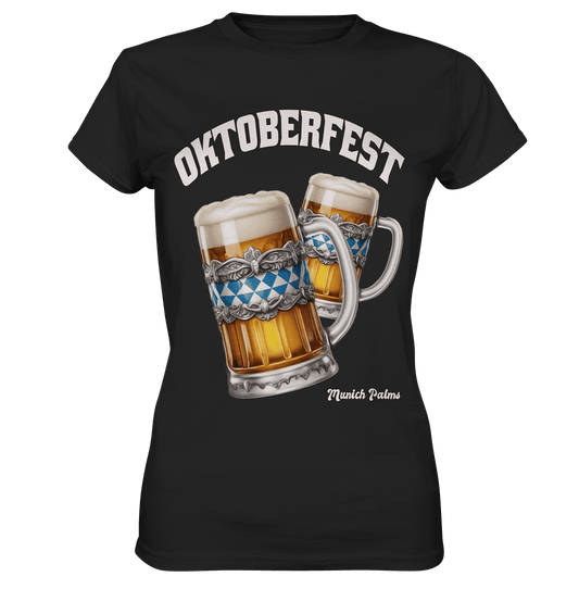 Oktoberfest Maßkrüge mit bayrisches Design by Munich Palms - Ladies Premium Shirt - Online Kaufhaus München