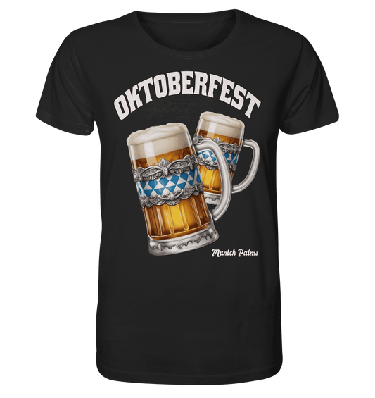 Oktoberfest Maßkrüge mit bayrisches Design by Munich Palms - Organic Basic Shirt - Online Kaufhaus München