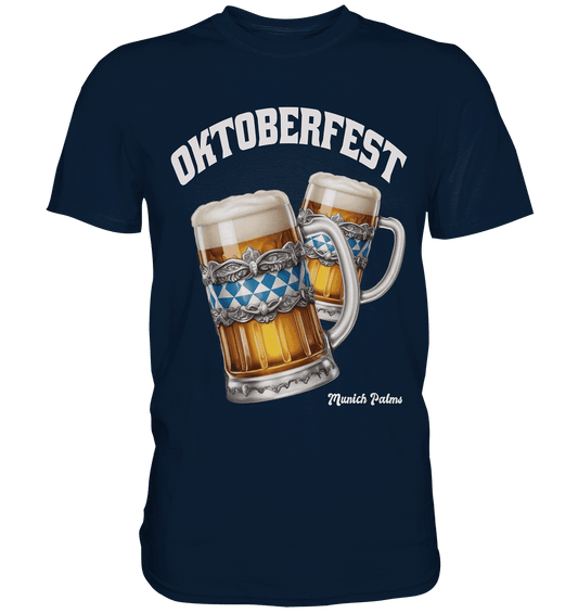 Oktoberfest Maßkrüge mit bayrisches Design by Munich Palms - Premium Shirt - Online Kaufhaus München