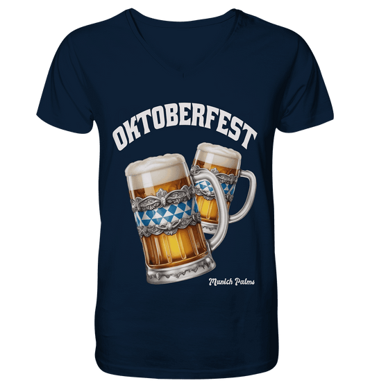 Oktoberfest Maßkrüge mit bayrisches Design by Munich Palms - V-Neck Shirt - Online Kaufhaus München