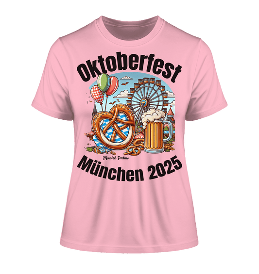 Oktoberfest München 2025 : Munich Palms Design - Fitted Ladies Organic Shirt - Online Kaufhaus München