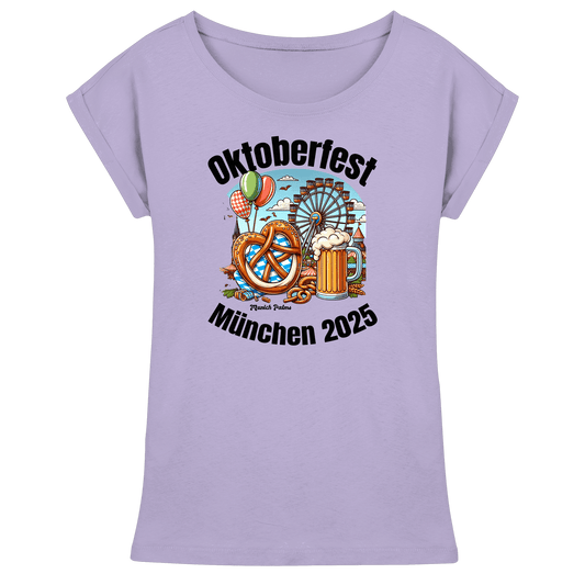 Oktoberfest München 2025 : Munich Palms Design - Womens Extended Shoulder T-Shirt - Online Kaufhaus München