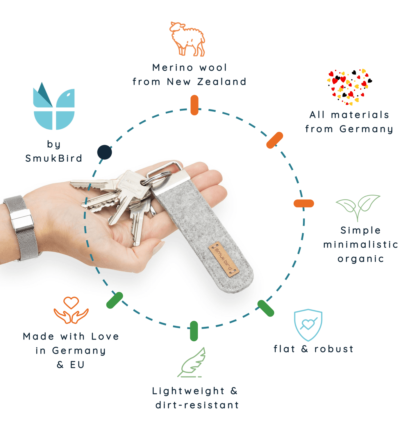 Schlüsselanhänger aus Filz | hellgrau