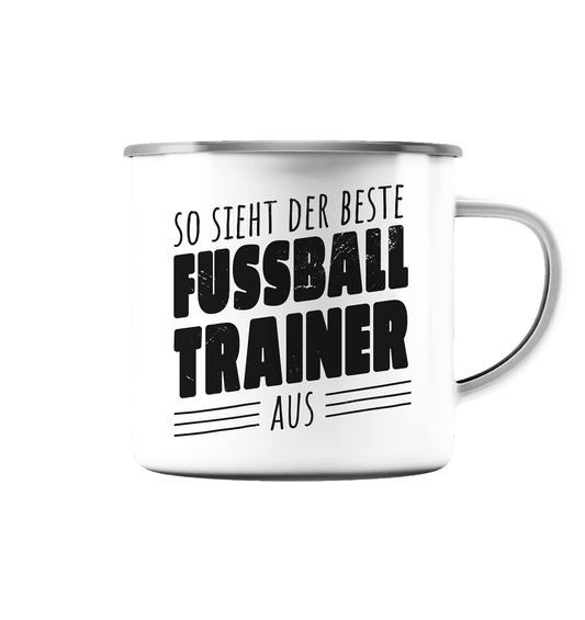 So sieht der Beste Fussball Trainer aus - Emaille Tasse (Silber) - Online Kaufhaus München