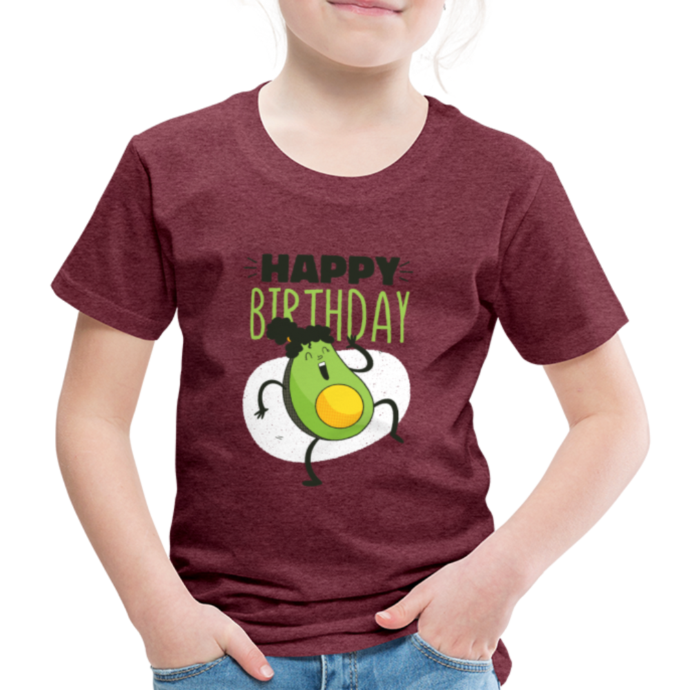 Kinder Premium T-Shirt Happy Birthday Kinder Geburtstag - Bordeauxrot meliert