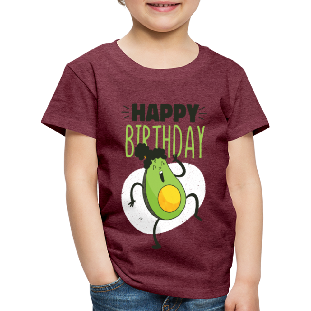 Kinder Premium T-Shirt Happy Birthday Kinder Geburtstag - Bordeauxrot meliert