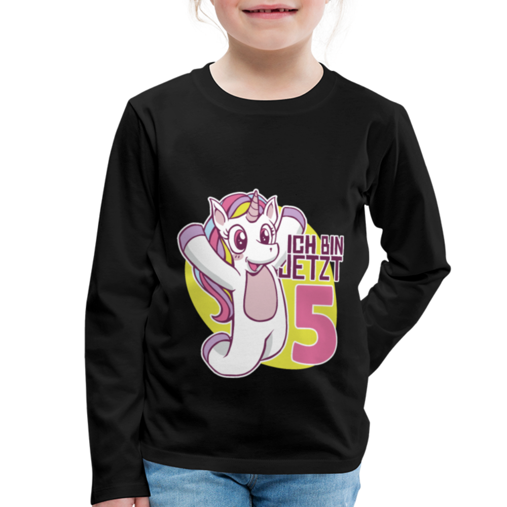 Kinder Premium Langarmshirt Ich bin jetzt 5 Kinder Geburtstag - Schwarz