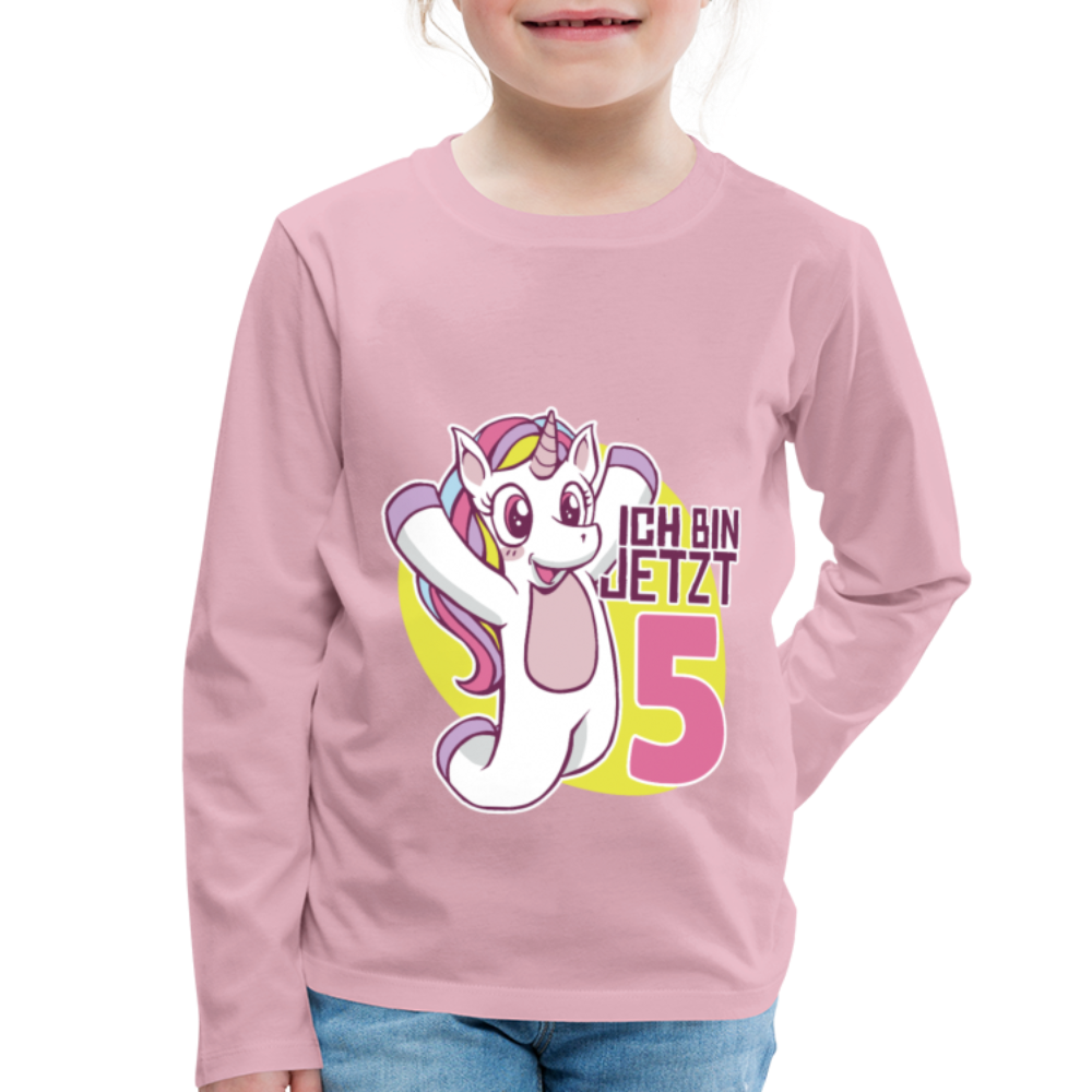 Kinder Premium Langarmshirt Ich bin jetzt 5 Kinder Geburtstag - Hellrosa