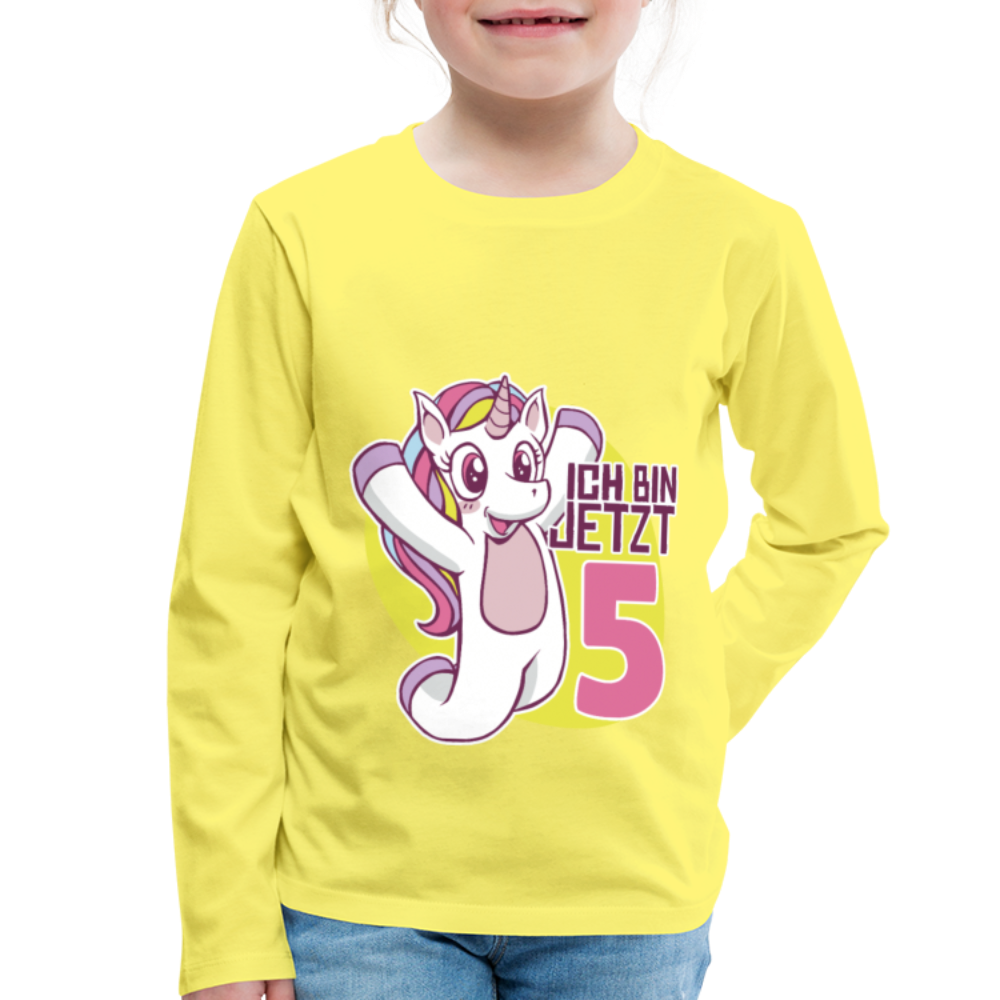 Kinder Premium Langarmshirt Ich bin jetzt 5 Kinder Geburtstag - Gelb