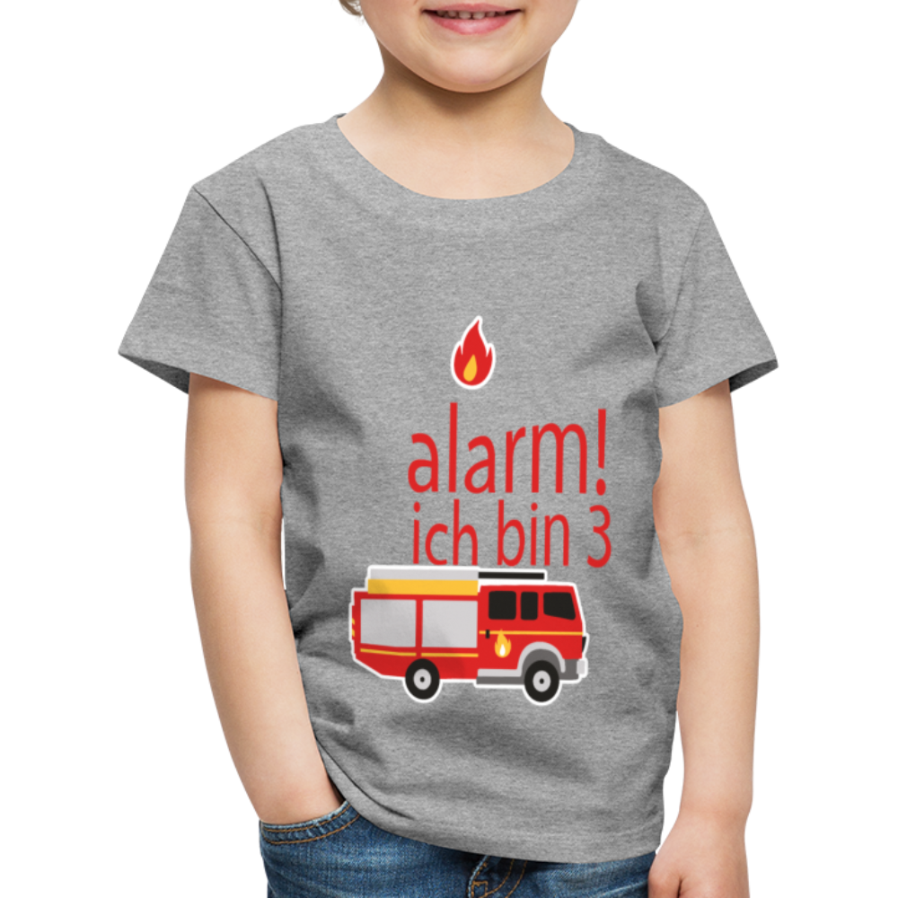 Kinder Premium T-Shirt Alarm ich bin 3 Kinder Geburtstag - Grau meliert