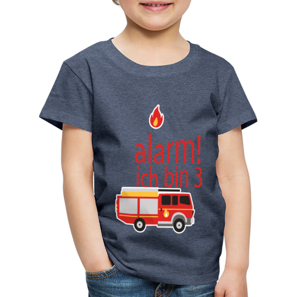 Kinder Premium T-Shirt Alarm ich bin 3 Kinder Geburtstag - Blau meliert