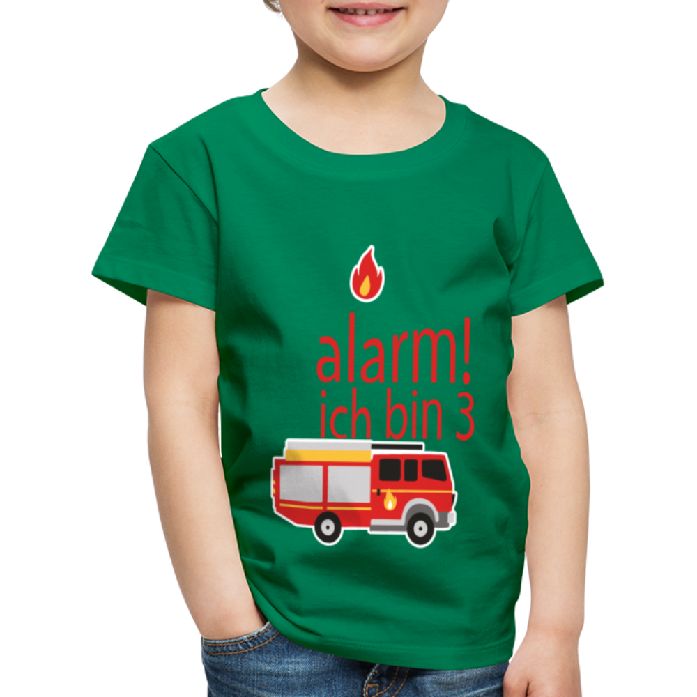 Kinder Premium T-Shirt Alarm ich bin 3 Kinder Geburtstag - Kelly Green