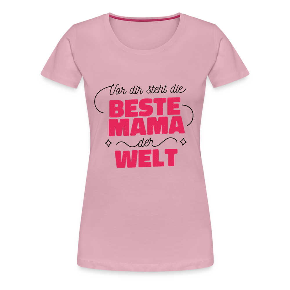 Damen - Frauen Premium T-Shirt Vor dir steht die Beste Mama der Welt - Hellrosa