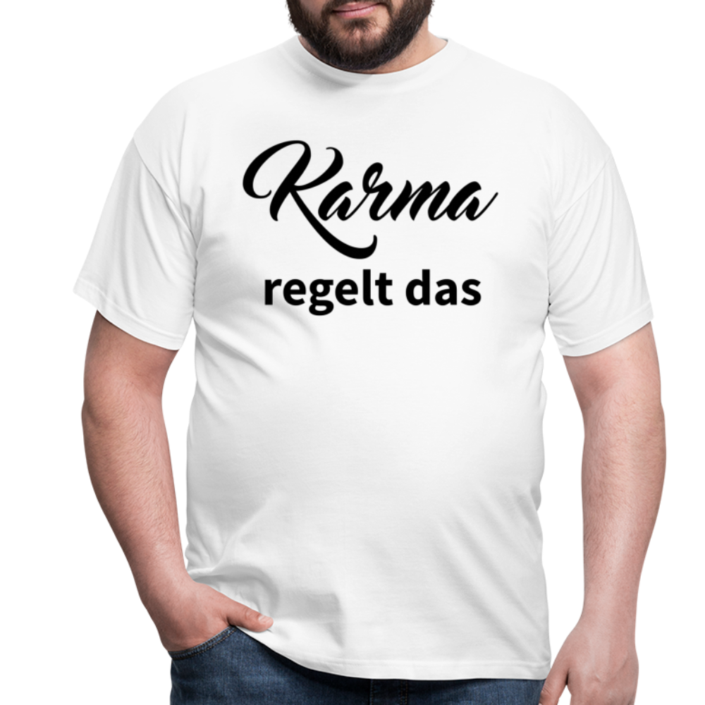 Herren - Männer T-Shirt Karma regelt das - Weiß