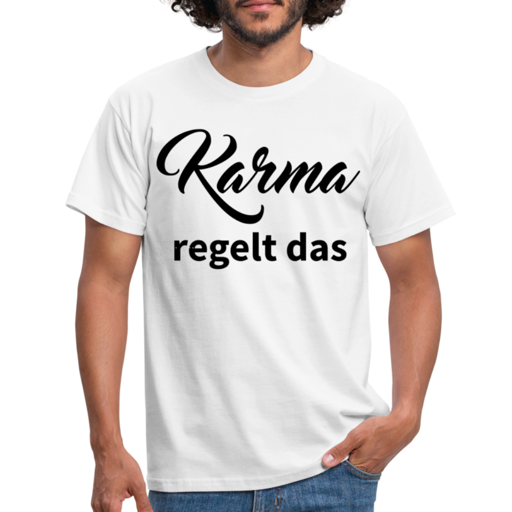 Herren - Männer T-Shirt Karma regelt das - Weiß